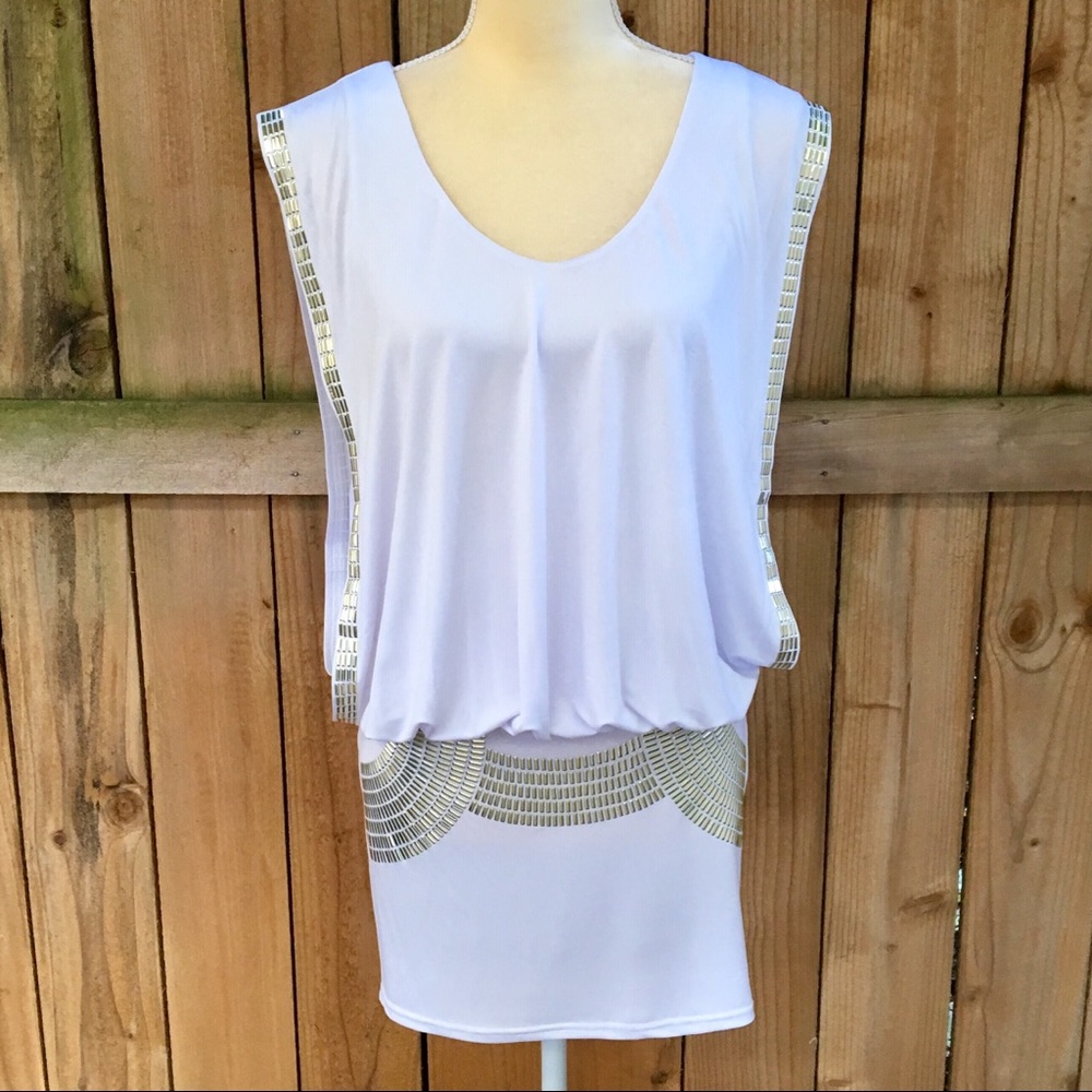 Solution White Dress w/Gold Embellishments NWT